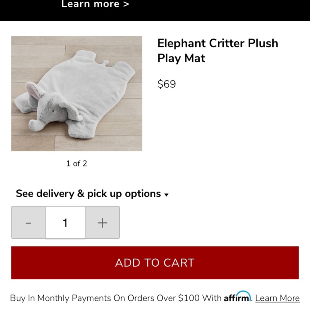 Pottery Barn Kids Elephant baby playmat